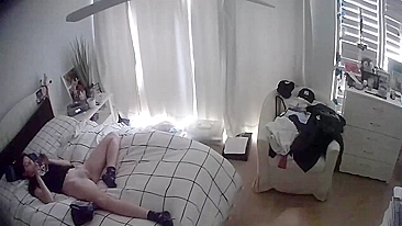 Hidden Camera Reveals My Slutty Daughter Furiously Fingering Her Dripping Pussy at Night!