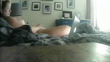 Hidden Cam Catches Horny Plump Mom Masturbating to Rough Gangbang Porn