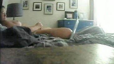 Hidden Cam Catches Horny Plump Mom Masturbating to Rough Gangbang Porn