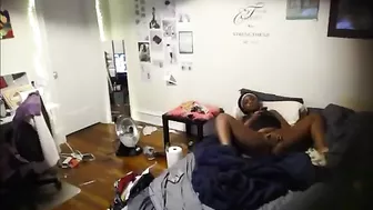 Hidden Cam Catches Horny Ebony Sister Masturbating Her Wet Pussy While Home Alone