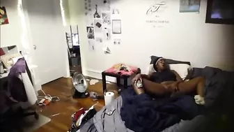 Hidden Cam Catches Horny Ebony Sister Masturbating Her Wet Pussy While Home Alone