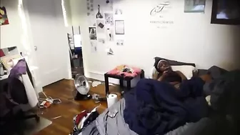 Hidden Cam Catches Horny Ebony Sister Masturbating Her Wet Pussy While Home Alone