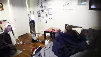 Hidden Cam Catches Horny Ebony Sister Masturbating Her Wet Pussy While Home Alone