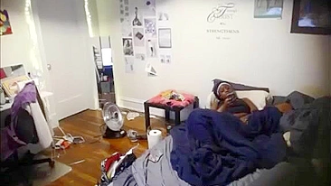Hidden Cam Catches Horny Ebony Sister Masturbating Her Wet Pussy While Home Alone