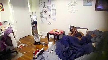 Hidden Cam Catches Horny Ebony Sister Masturbating Her Wet Pussy While Home Alone