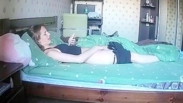 Peeping Roomie Fun, Cam Records Her Grabbing Dildo, Fondling Breasts to Climax