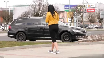 Drunk German Wife Caught Pissing at Bus Stop in Broad Daylight