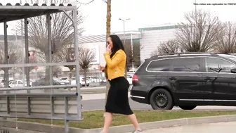 Drunk German Wife Caught Pissing at Bus Stop in Broad Daylight