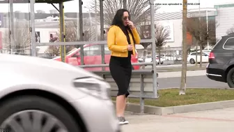 Drunk German Wife Caught Pissing at Bus Stop in Broad Daylight