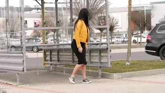 Drunk German Wife Caught Pissing at Bus Stop in Broad Daylight