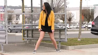 Drunk German Wife Caught Pissing at Bus Stop in Broad Daylight