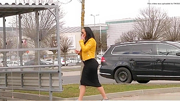 Drunk German Wife Caught Pissing at Bus Stop in Broad Daylight