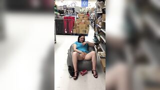 Horny Wife Gets Naughty Showing Pussy And Diddling Herself In Public Store