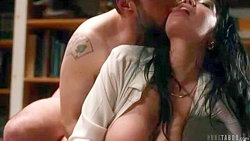 Mother Drops to Her Knees Sucks Cock Until Cumming  in Throat, to Get Her Son Into Prestigious School