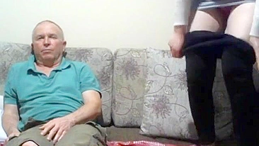 kinky Daughter Feeds Dad Fruits from Her Pussy, Cums on His Rough Tongue