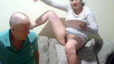 kinky Daughter Feeds Dad Fruits from Her Pussy, Cums on His Rough Tongue