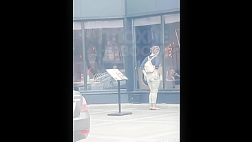 Horny Street Teen Slut Rubs Her Pussy Outdoors for Everyone to See