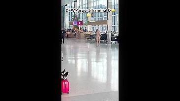 Crazy Slut Bares All, Masturbates in Public at Busy Airport #Naked
