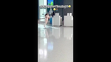 Crazy Slut Bares All, Masturbates in Public at Busy Airport #Naked