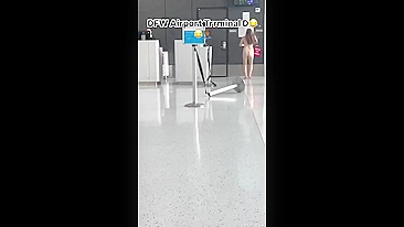 Crazy Slut Bares All, Masturbates in Public at Busy Airport #Naked