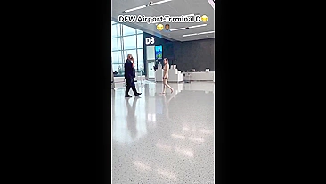 Crazy Slut Bares All, Masturbates in Public at Busy Airport #Naked