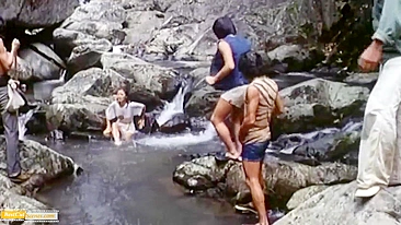 Helpless Peasant Woman Endures Savage Rape by Japanese Mob at River's Edge