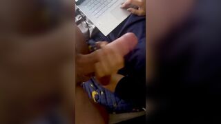 Sister Multitasks :) Works on Laptop and Jerks My Dick
