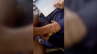 Sister Multitasks :) Works on Laptop and Jerks My Dick