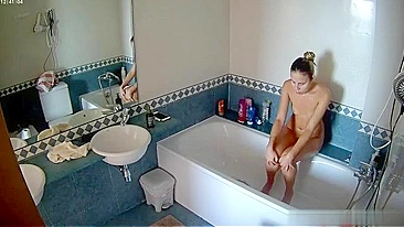 I placed hidden cam in our family bathroom to caught my naked sister