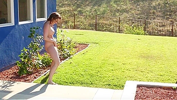 Naughty Wife Caught on Hidden Cam Peeing on Lawn - Filthy Pissing Exposed