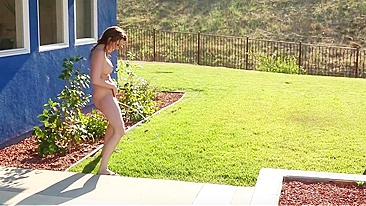 Naughty Wife Caught on Hidden Cam Peeing on Lawn - Filthy Pissing Exposed