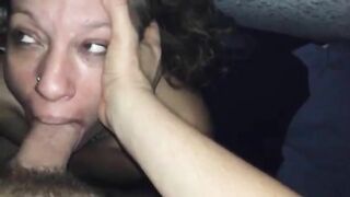 Big-Titted Boozehound Mom Deepthroats Son Like a Street Whore, Moaning & Gagging