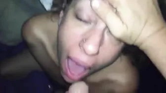 Big-Titted Boozehound Mom Deepthroats Son Like a Street Whore, Moaning & Gagging