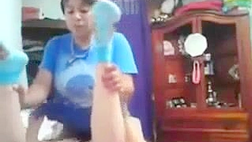 Dominant Lesbian Mom Strapon Fucks Her Submissive Daughter on Hidden Camera