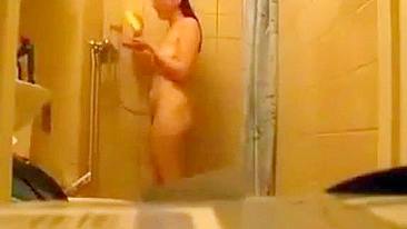 Perv Son Records Mom’s Shower Masturbation – She Moans & Rubs Her Gushing Pussy Like a Desperate Whore!