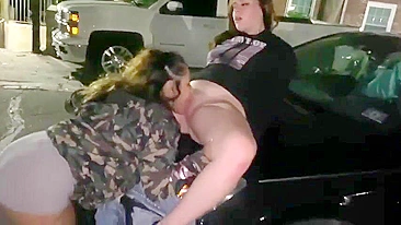 Hot Lesbian Sisters Devouring Wet Pussies on Crowded City Street - Voyeur Public Feast