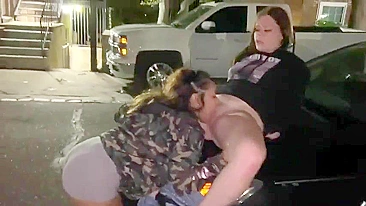 Hot Lesbian Sisters Devouring Wet Pussies on Crowded City Street - Voyeur Public Feast