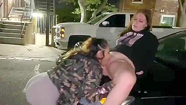 Hot Lesbian Sisters Devouring Wet Pussies on Crowded City Street - Voyeur Public Feast
