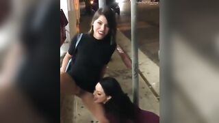Naughty Lesbian Sisters Eating Out Juicy Twats Amid City Chaos -  Pussy Licking & Drinking piss