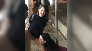 Naughty Lesbian Sisters Eating Out Juicy Twats Amid City Chaos -  Pussy Licking & Drinking piss