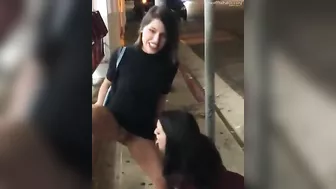 Naughty Lesbian Sisters Eating Out Juicy Twats Amid City Chaos -  Pussy Licking & Drinking piss