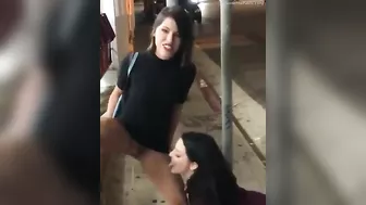 Naughty Lesbian Sisters Eating Out Juicy Twats Amid City Chaos -  Pussy Licking & Drinking piss