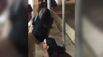 Naughty Lesbian Sisters Eating Out Juicy Twats Amid City Chaos -  Pussy Licking & Drinking piss
