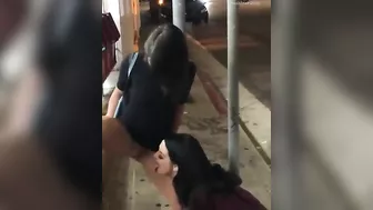 Naughty Lesbian Sisters Eating Out Juicy Twats Amid City Chaos -  Pussy Licking & Drinking piss