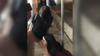 Naughty Lesbian Sisters Eating Out Juicy Twats Amid City Chaos -  Pussy Licking & Drinking piss