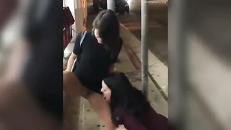 Naughty Lesbian Sisters Eating Out Juicy Twats Amid City Chaos -  Pussy Licking & Drinking piss