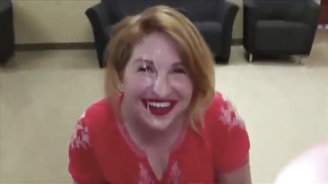 Horny MILF Teacher Sucks Huge Cock and Gets Cum-Drenched Facial During Naughty School Lunch Break