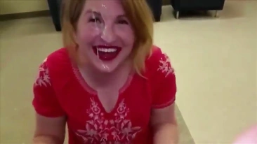 Horny MILF Teacher Sucks Huge Cock and Gets Cum-Drenched Facial During Naughty School Lunch Break