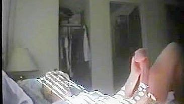 Shocked Husband Catches on Hidden Cam His Whorish Wife Jilling Off and Fuck Juicy Pussy with a Huge Dildo!