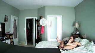 Horny Housewife Caught on Hidden Cam, Fingering Her Soaking Wet Twat in Steamy Bedroom Action!